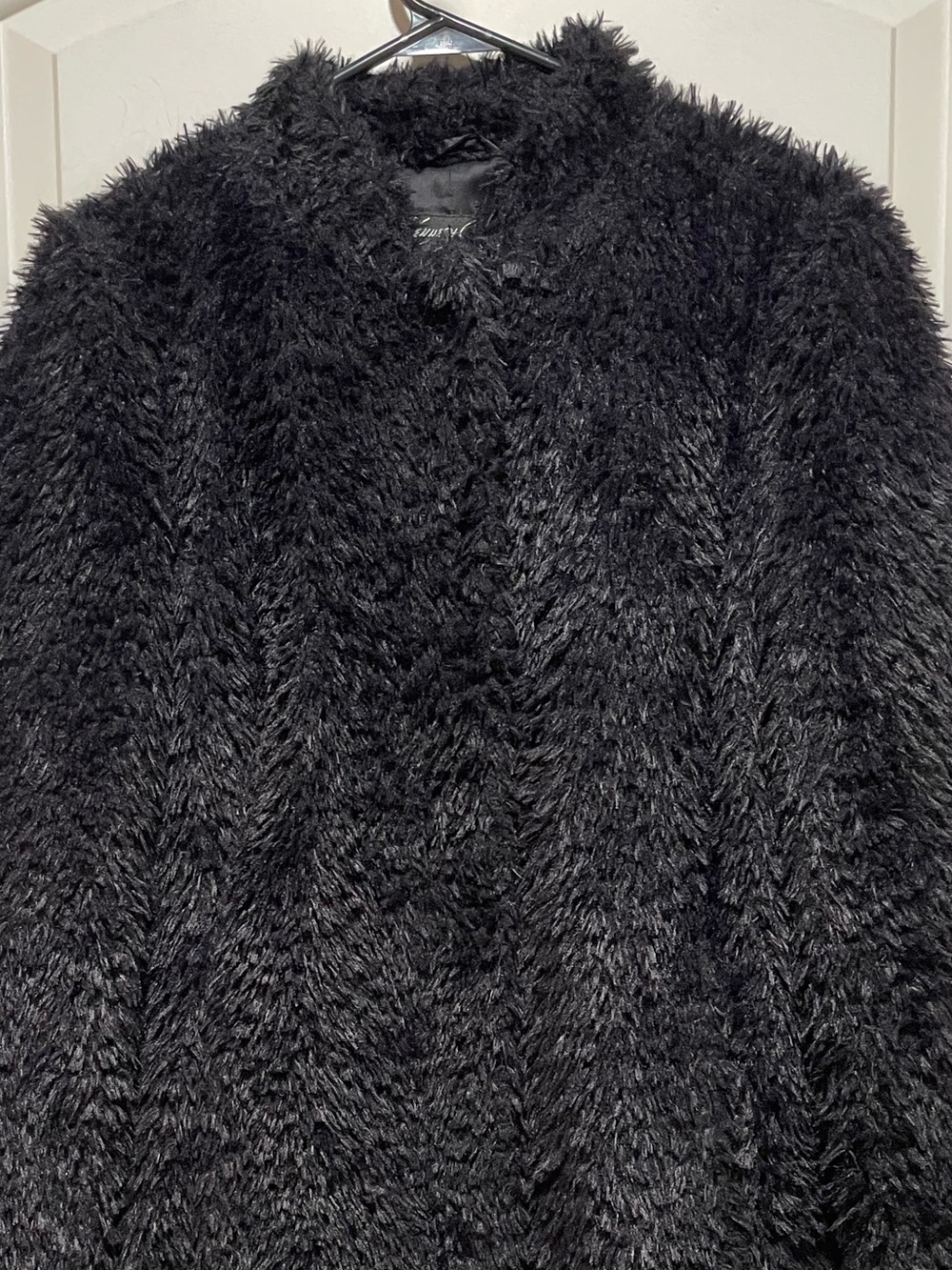 Kenneth Cole New York Cozy Chic Black Teddy Coat Mid Length Hidden Buttons Sz M - Picture 4 of 14